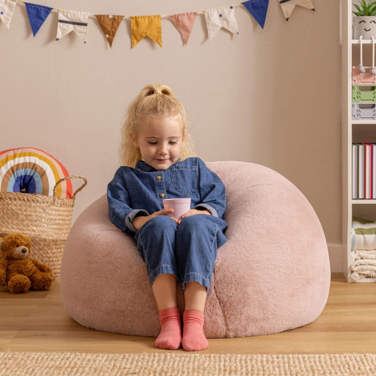 icon® Kids Kingston Faux Rabbit Fur Classic Bean Bag