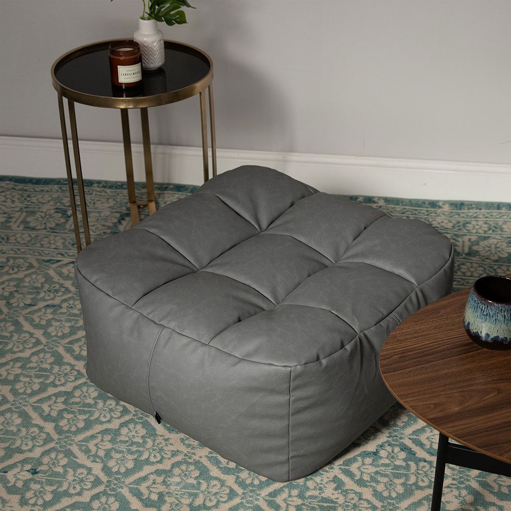 icon® Lucia Faux Leather Footstool in grey lifestyle
