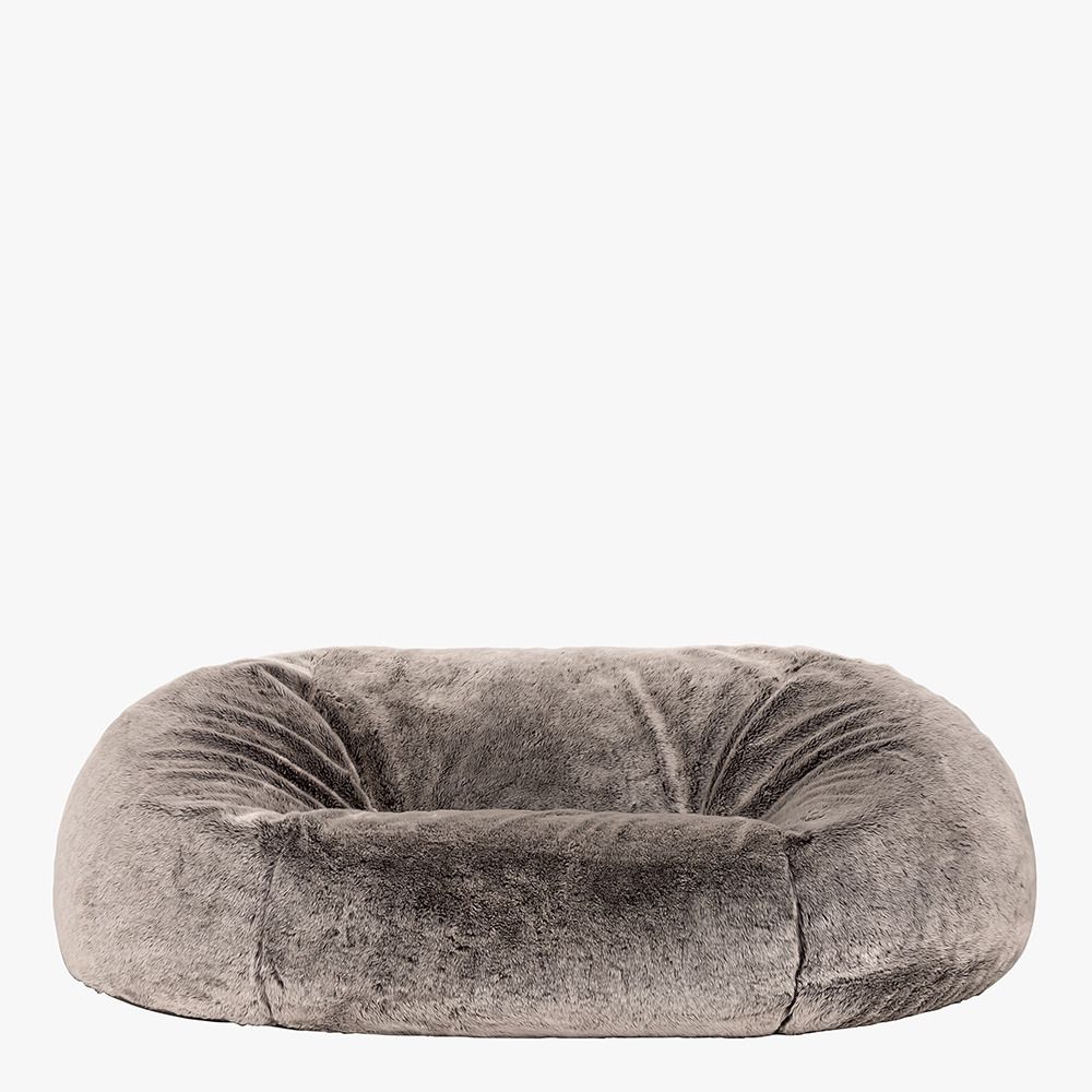icon® Kenai Cloud Two-seater Faux Fur Bean Bag, Arctic Wolf front facing