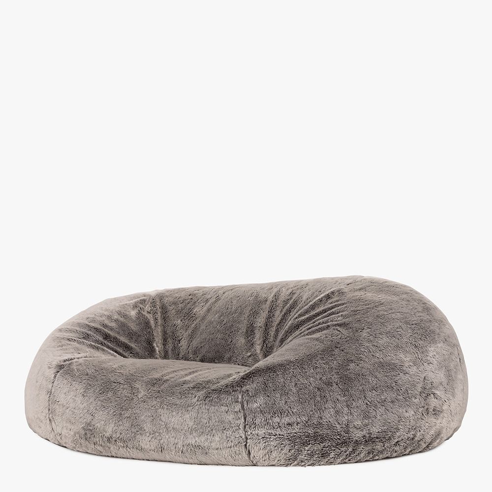 icon® Kenai Cloud Two-seater Faux Fur Bean Bag, Arctic Wolf angle view