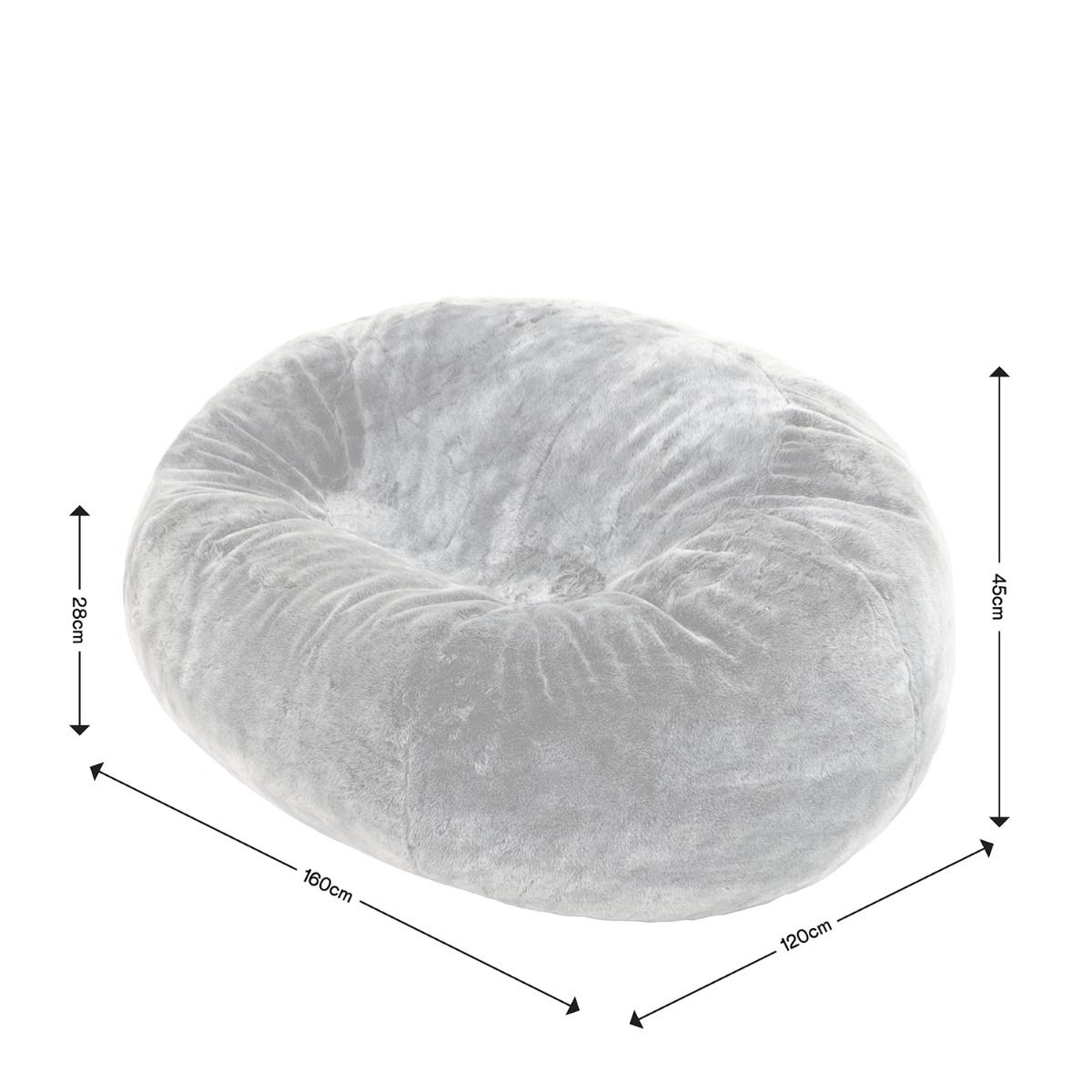 icon® Kenai Cloud Two-seater Faux Fur Bean Bag, Arctic Wolf