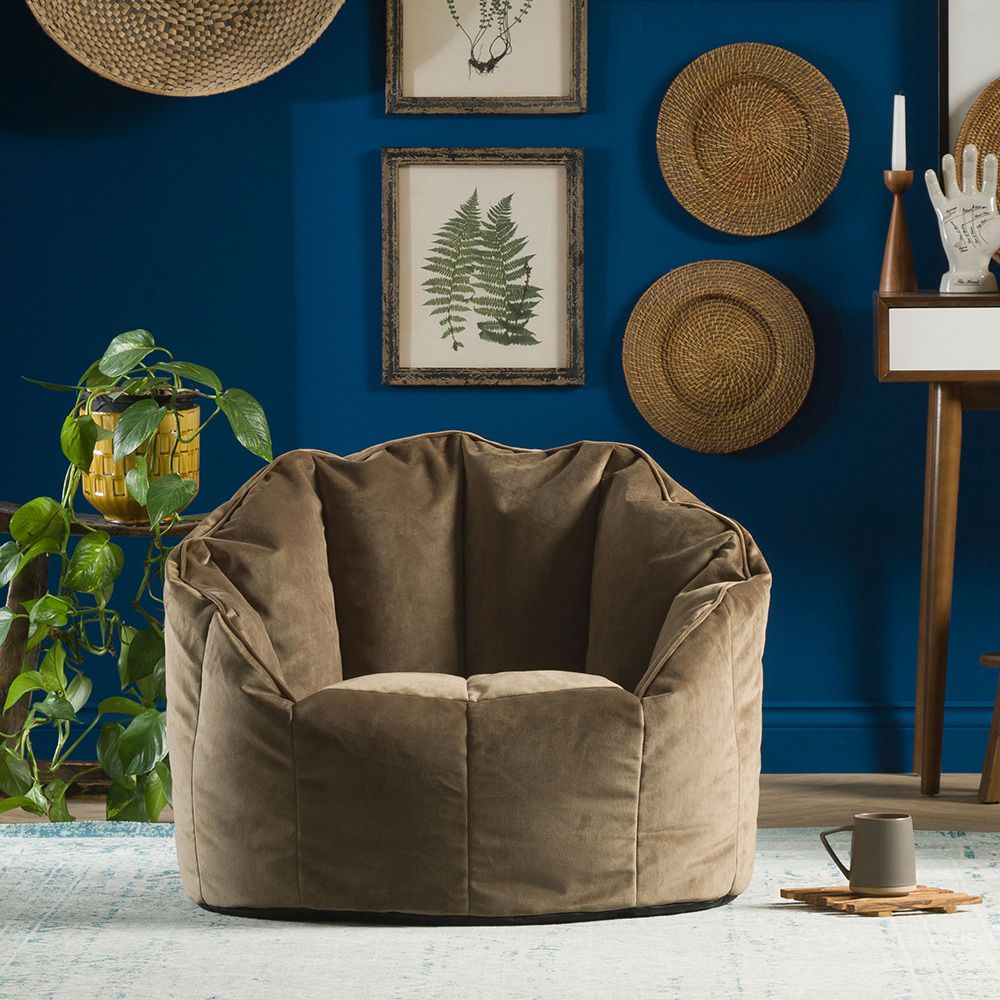 Taupe Bean Bag Accent Chair In Living Room