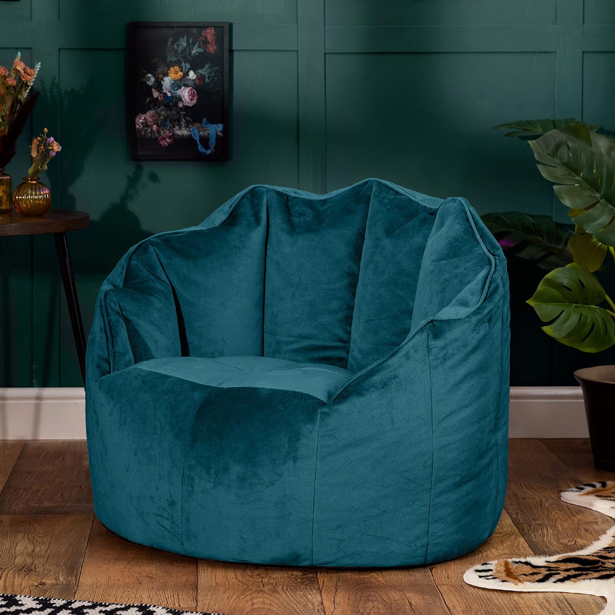 Icon® Sirena Velvet Bean Bag Accent Chair, Teal