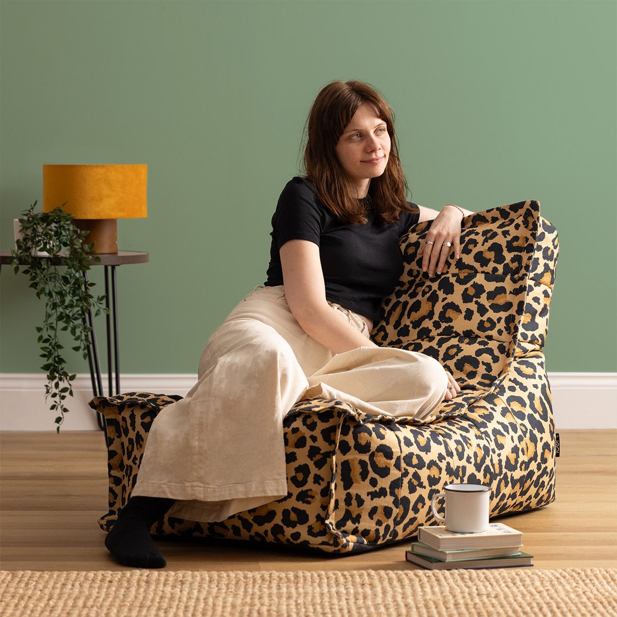icon® Dolce Leopard Print Woven Lounger Bean Bag