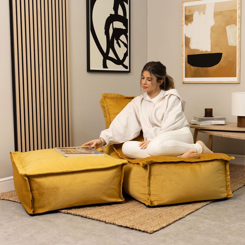 icon® Dolce Velvet Lounger Bean bag & Footstool