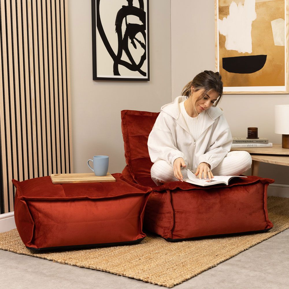 icon® Dolce Velvet Lounger Bean bag & Footstool