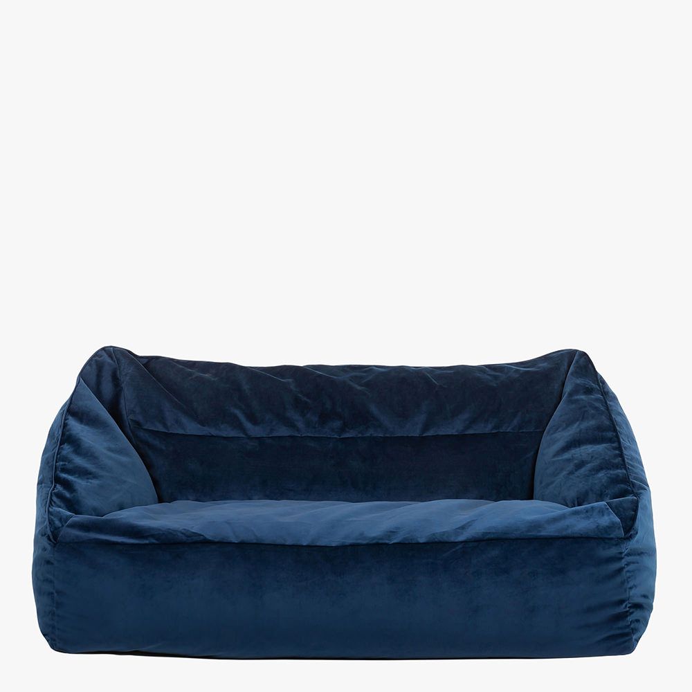 Cecilia Velvet Two Seater Sofa Bean Bag, Navy Blue