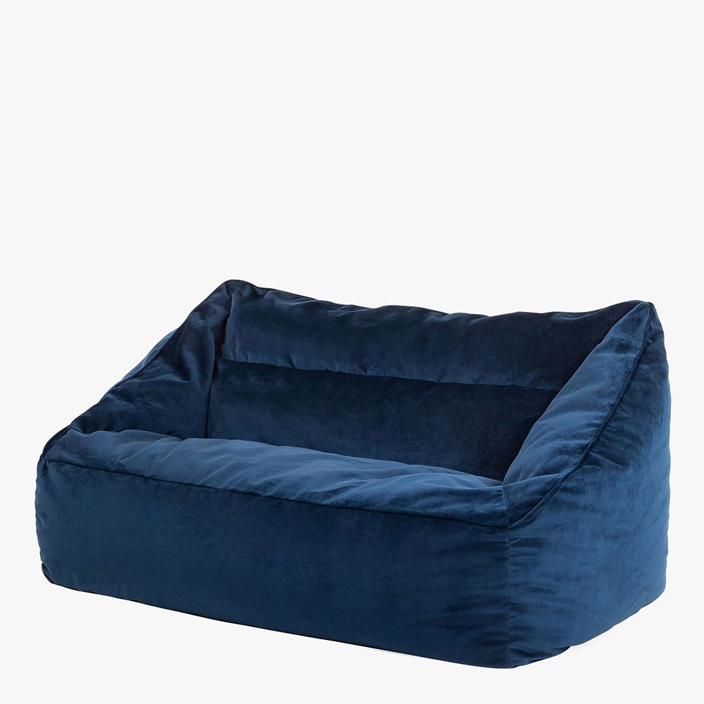 Cecilia Velvet Two Seater Sofa Bean Bag, Navy Blue