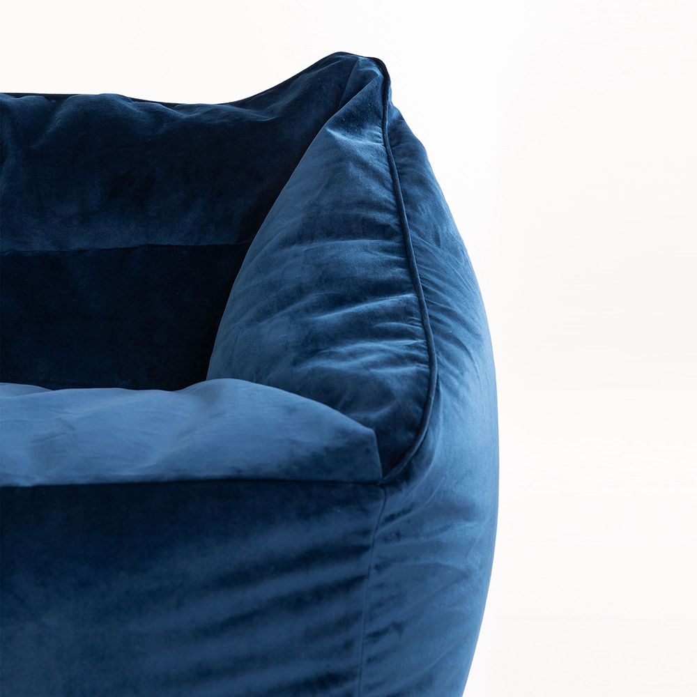 Cecilia Velvet Two Seater Sofa Bean Bag, Navy Blue