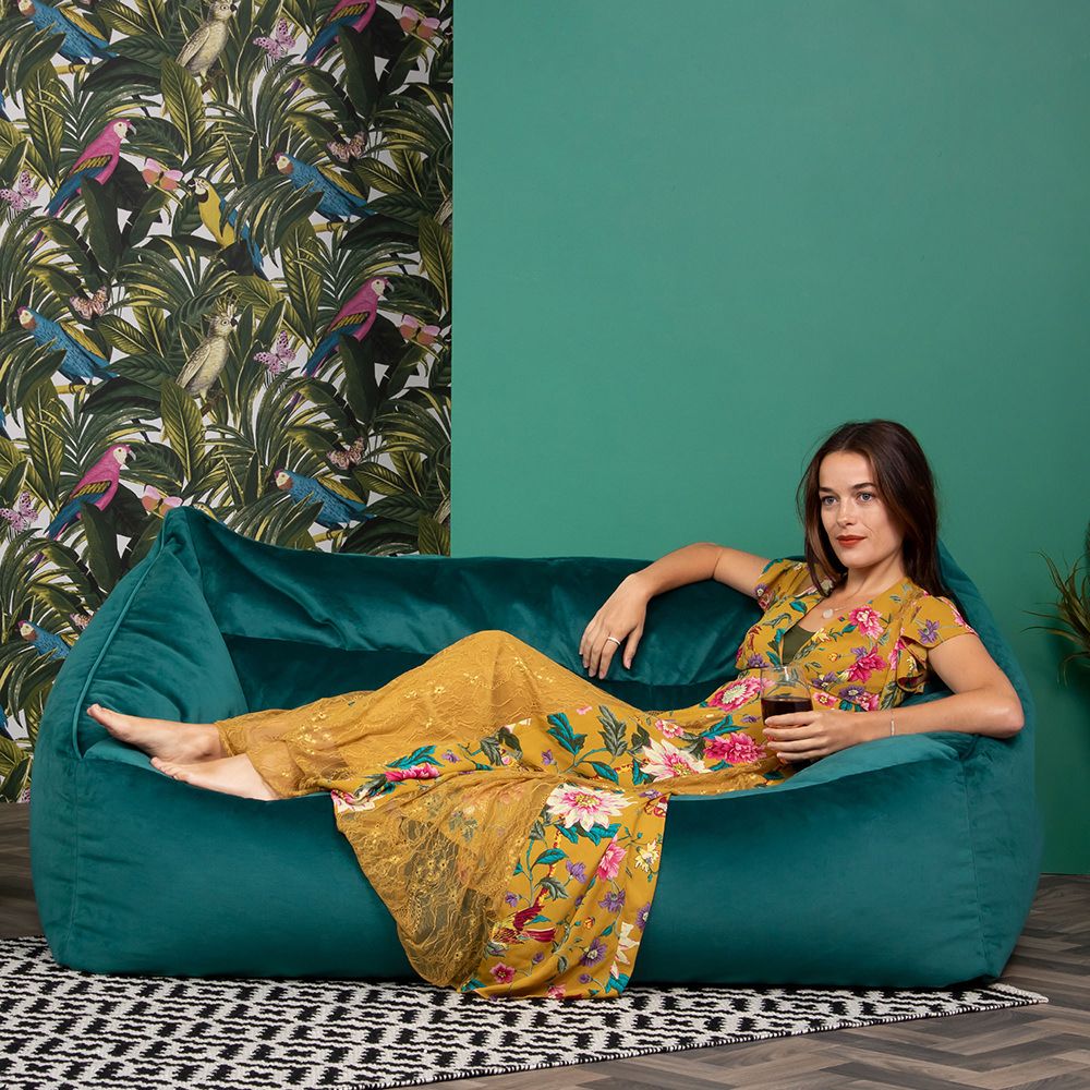 icon® Cecilia Velvet Loveseat Bean Bag