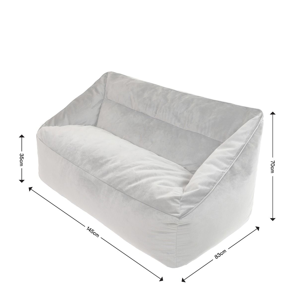 Cecilia Velvet Two Seater Sofa Bean Bag, Navy Blue