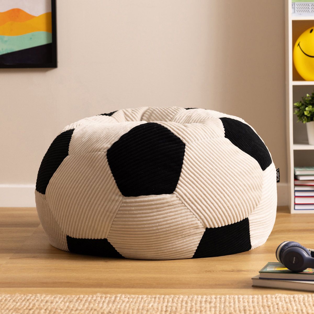 icon® Teen Football Print Corduroy Classic Bean Bag