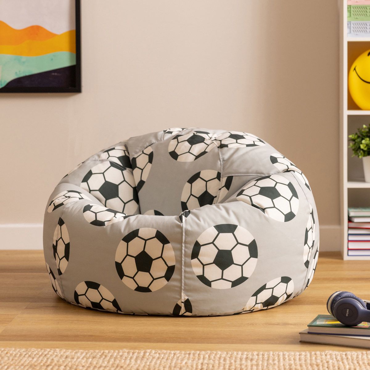 icon® Teen Football Print Classic Bean Bag, Multicolour