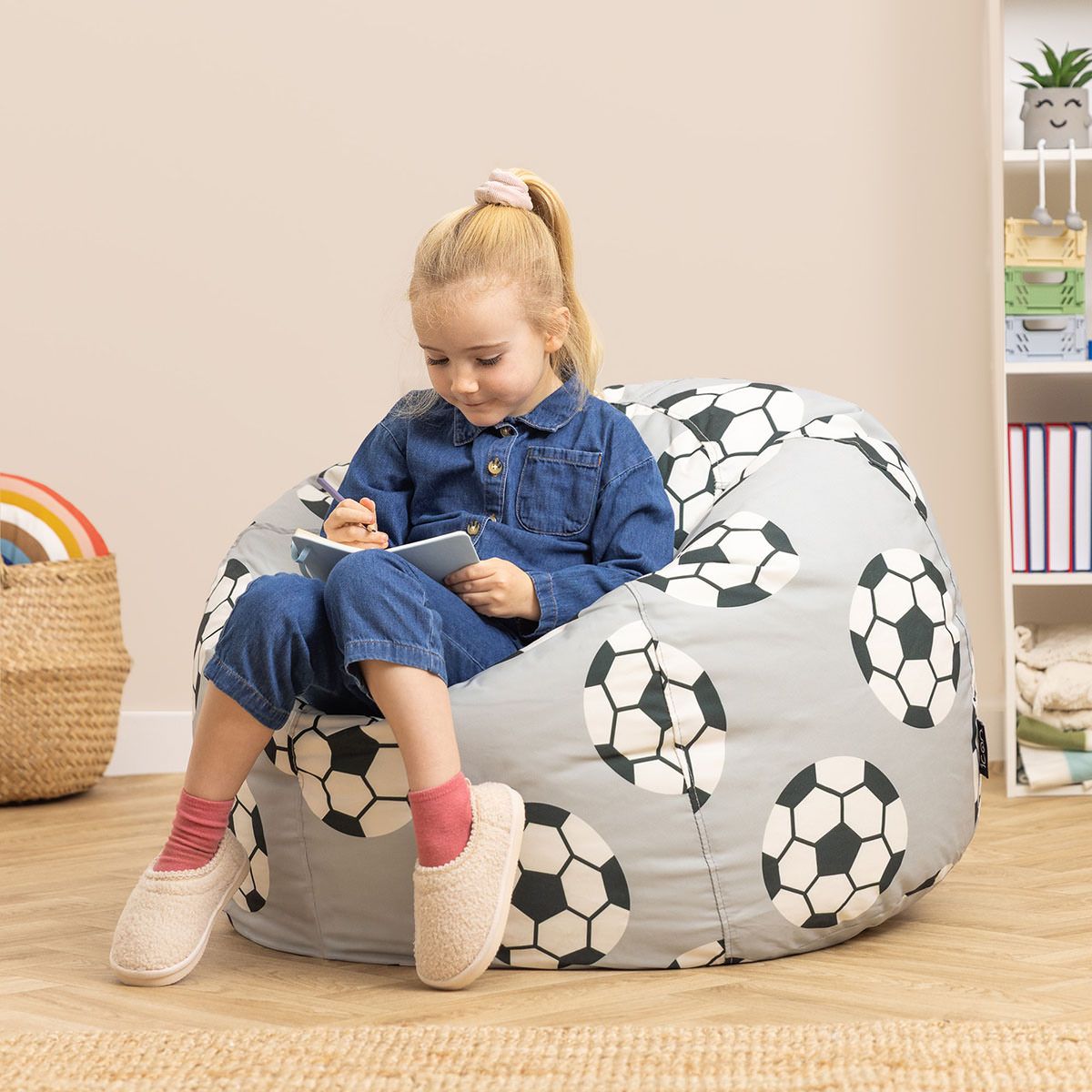 icon® Kids XL Football Print Classic Bean Bag, Multicolour