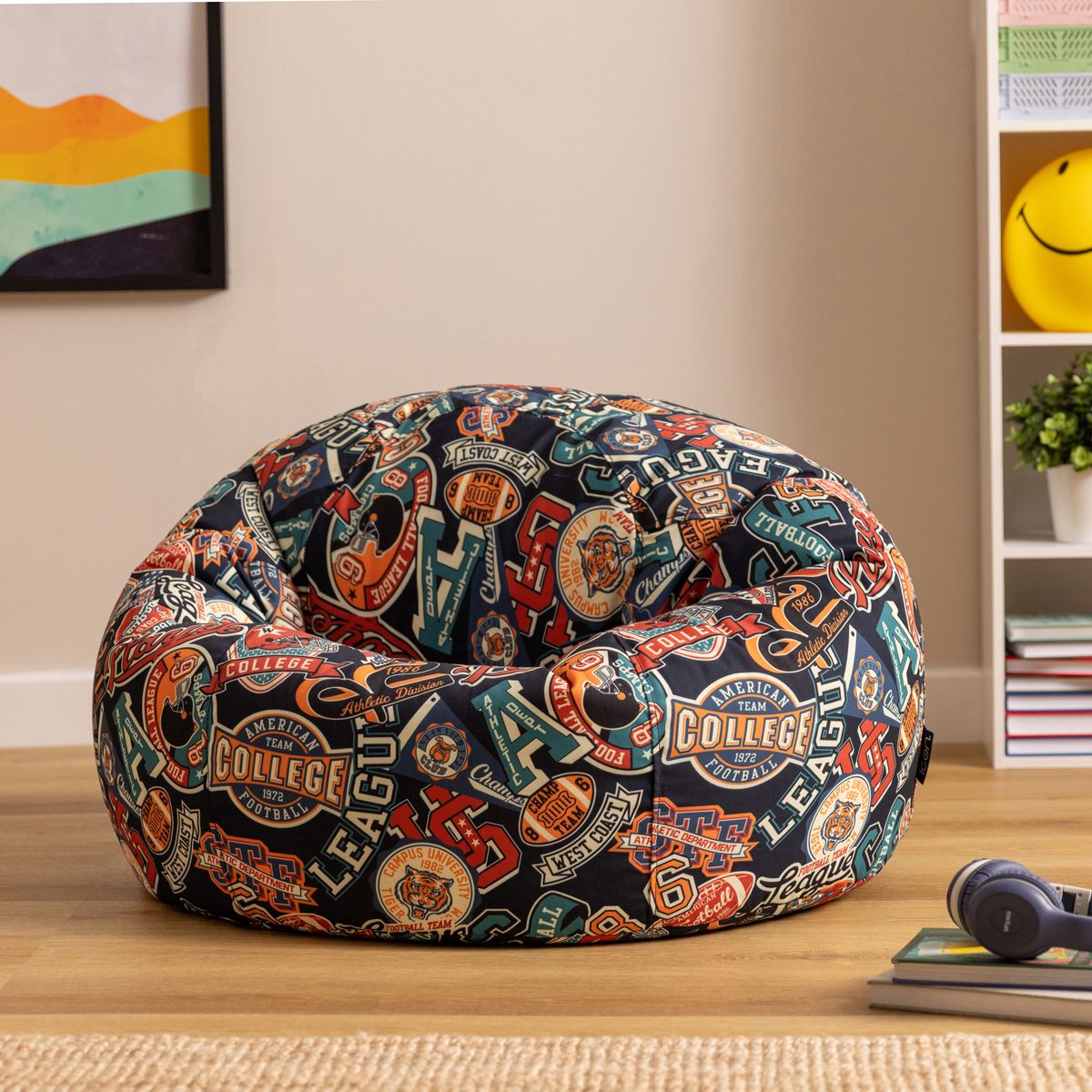icon® Teen Varsity Footstool Print Classic Bean Bag