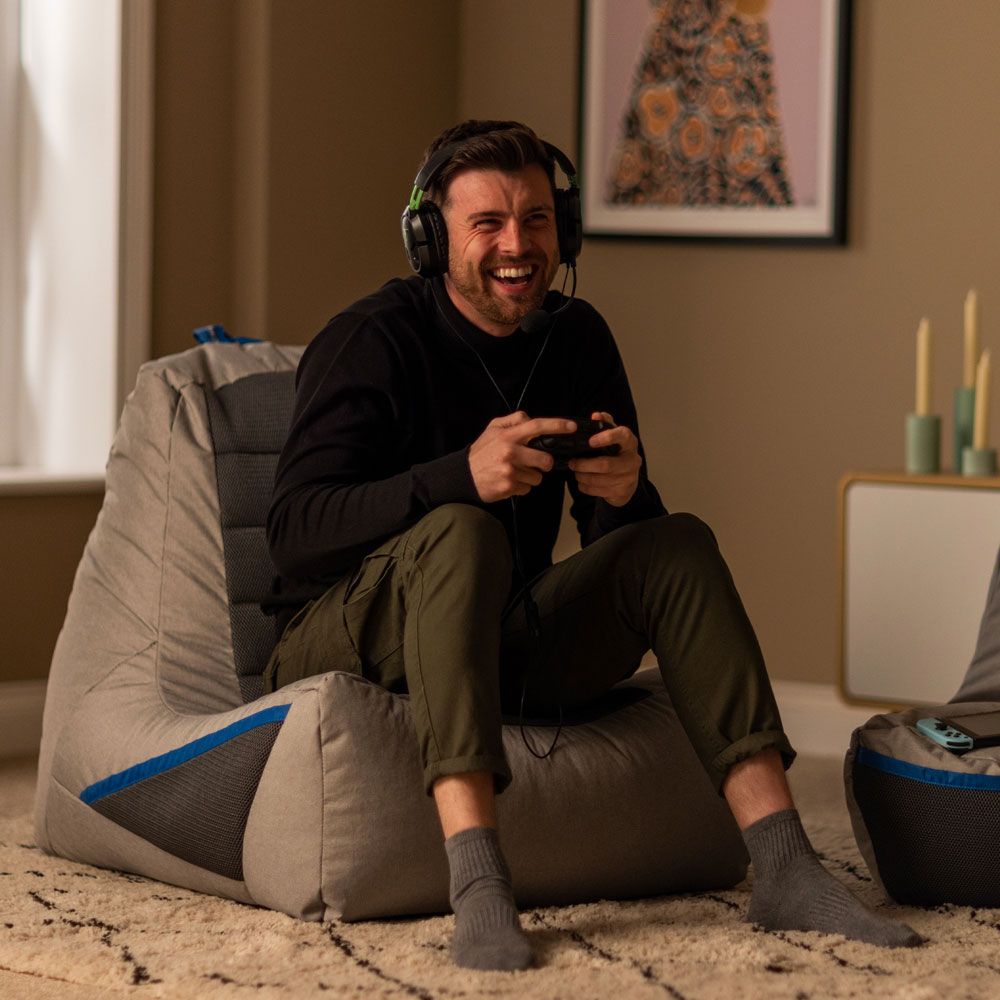 PLAY-R1 Meta Gaming Recliner Bean Bag, Grey