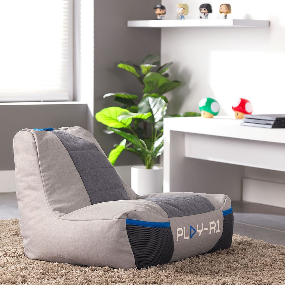 PLAY-R1 Beta Kids Gaming Bean Bag Chair, Grey