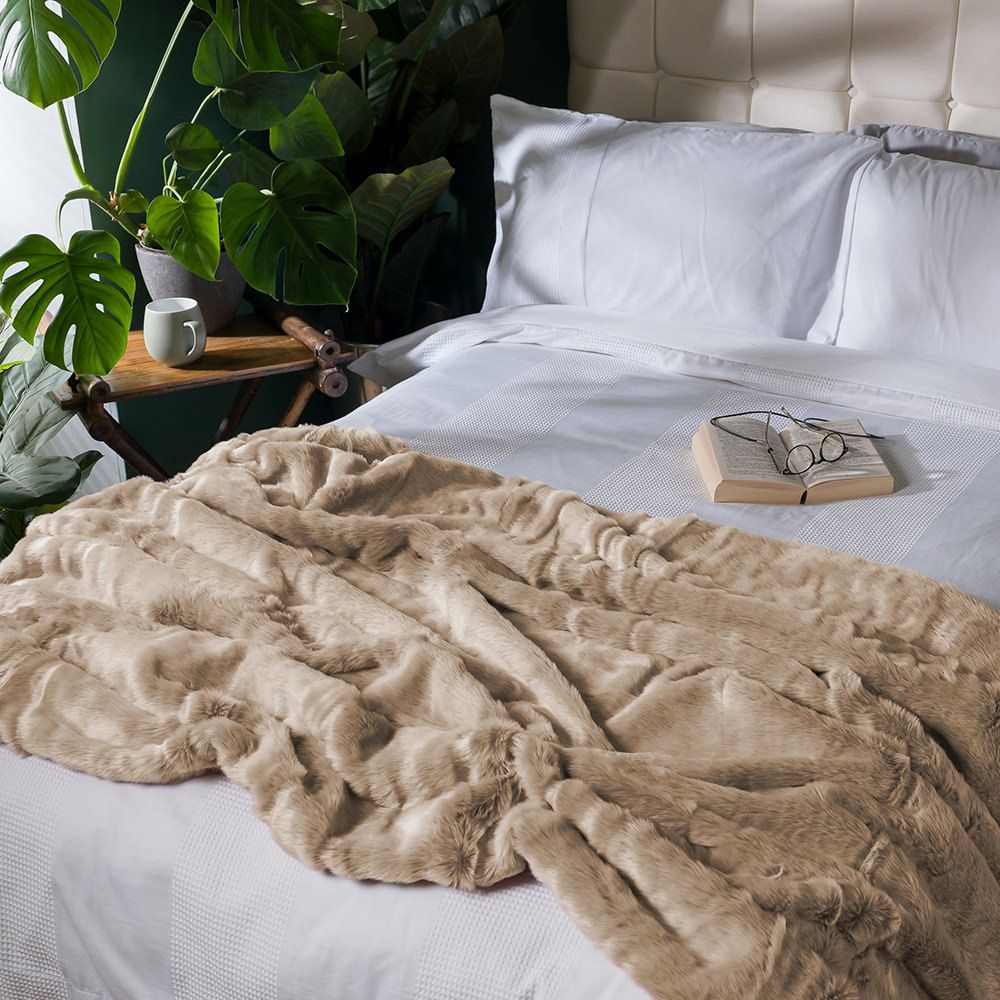 icon® Luxury Faux Fur Throw, Mink