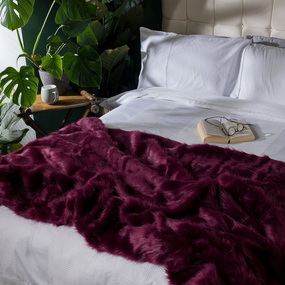 Icon® Sabrina Spikey Faux Fur Throw, Wine