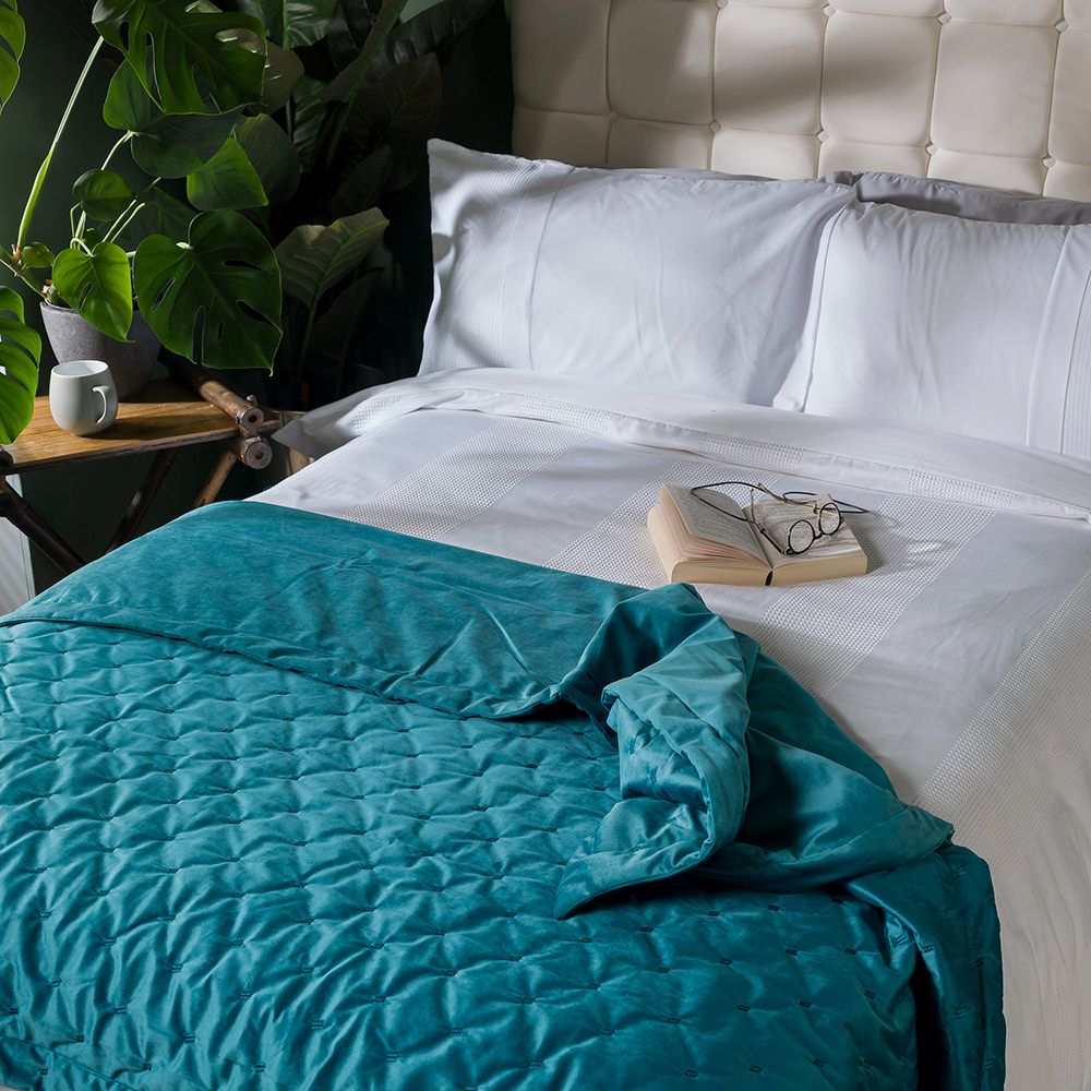 Icon® Rosa Velvet Throw, Teal