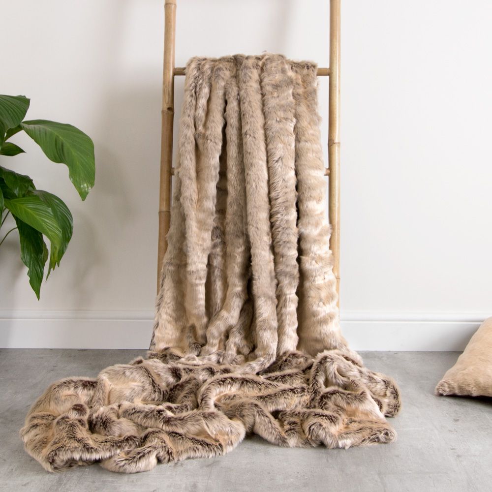 Mink faux fur throw