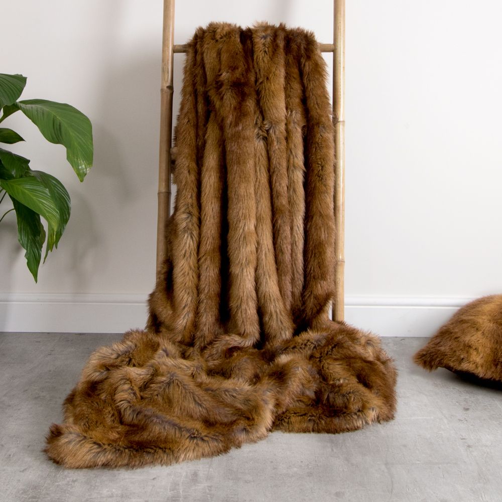 Brown Bear Faux Fur Throw Lifestyle