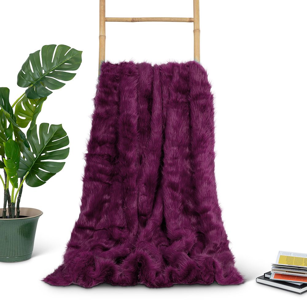 Icon® Sabrina Spikey Faux Fur Throw, Wine