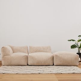 icon® Tetra Sofa Set, Ribbed Faux Fur Natural