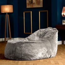 icon® Faux Fur Dream Lounger Bean Bag in grey with white background