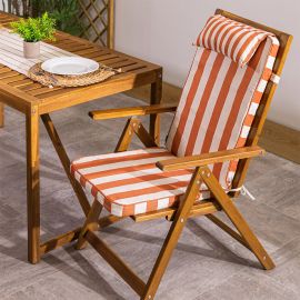Striped Outdoor High Back Seat Pad