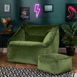 icon® Natalia Velvet Armchair Bean Bag & Footstool