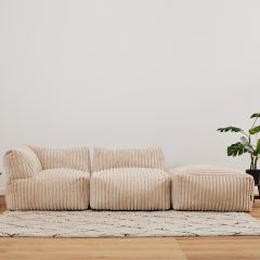 icon® Tetra Sofa Set, Ribbed Faux Fur Natural