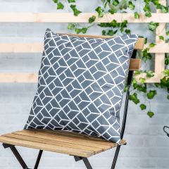 Charcoal grey geometric outdoor cushion