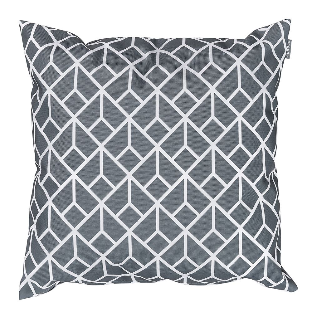 Charcoal grey geometric outdoor cushion