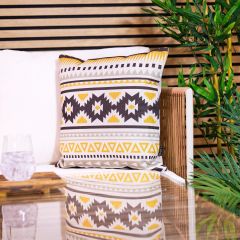 icon® Aztec Print Indoor-Outdoor Cushion, Ochre Yellow
