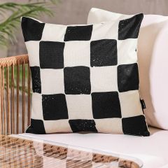 Checkerboard Indoor-Outdoor Cushion, Black & White