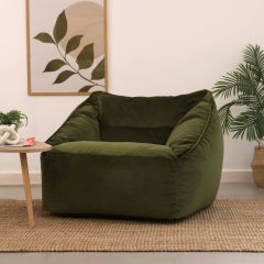 icon® Natalia Velvet Armchair Bean Bag, Olive Green