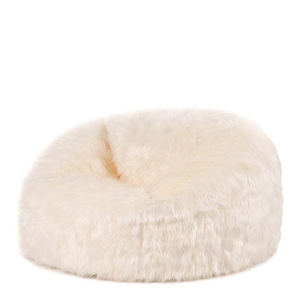 Fluffy store white beanbag