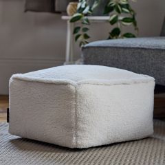icon® Amara Fleece Square Footstool Bean Bag, Natural