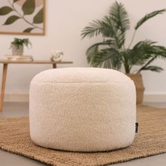 icon® Milano Fleece Round Footstool Bean Bag, Natural