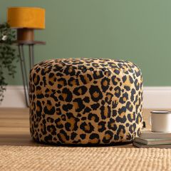 icon® Milano Leopard Print Woven Round Footstool, Multicolour