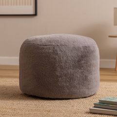 icon® Milano Faux Rabbit Fur Round Footstool