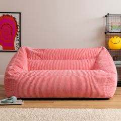 icon® Cecilia Corduroy Two Seater Sofa Bean Bag, Bubblegum Pink