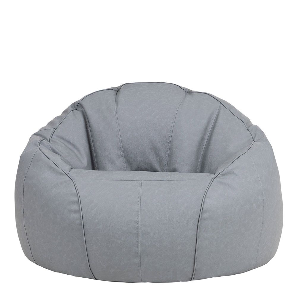 icon® Riviera Faux Leather Bean Bag Chair in grey white background