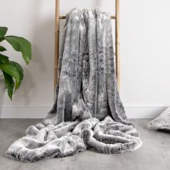 Arctic Wolf Faux Fur Throw Folded