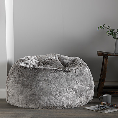 Arctic Wolf Faux Fur Bean Bag