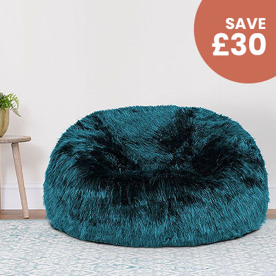 Teal Faux Fur Bean Bag