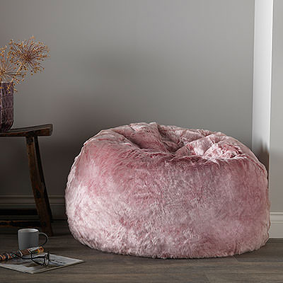 Pink Faux Fur Bean Bag