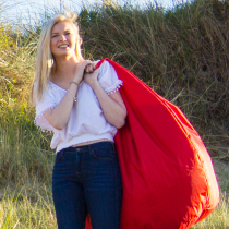 Red Bean Bag Girl with red bean bag