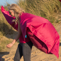 Pink Bean Bag Girl with pink bean bag